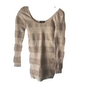 Bebe Y2k Womens Size Small Rouched Stretch Bodycon Round Neck Metallic Dress Top